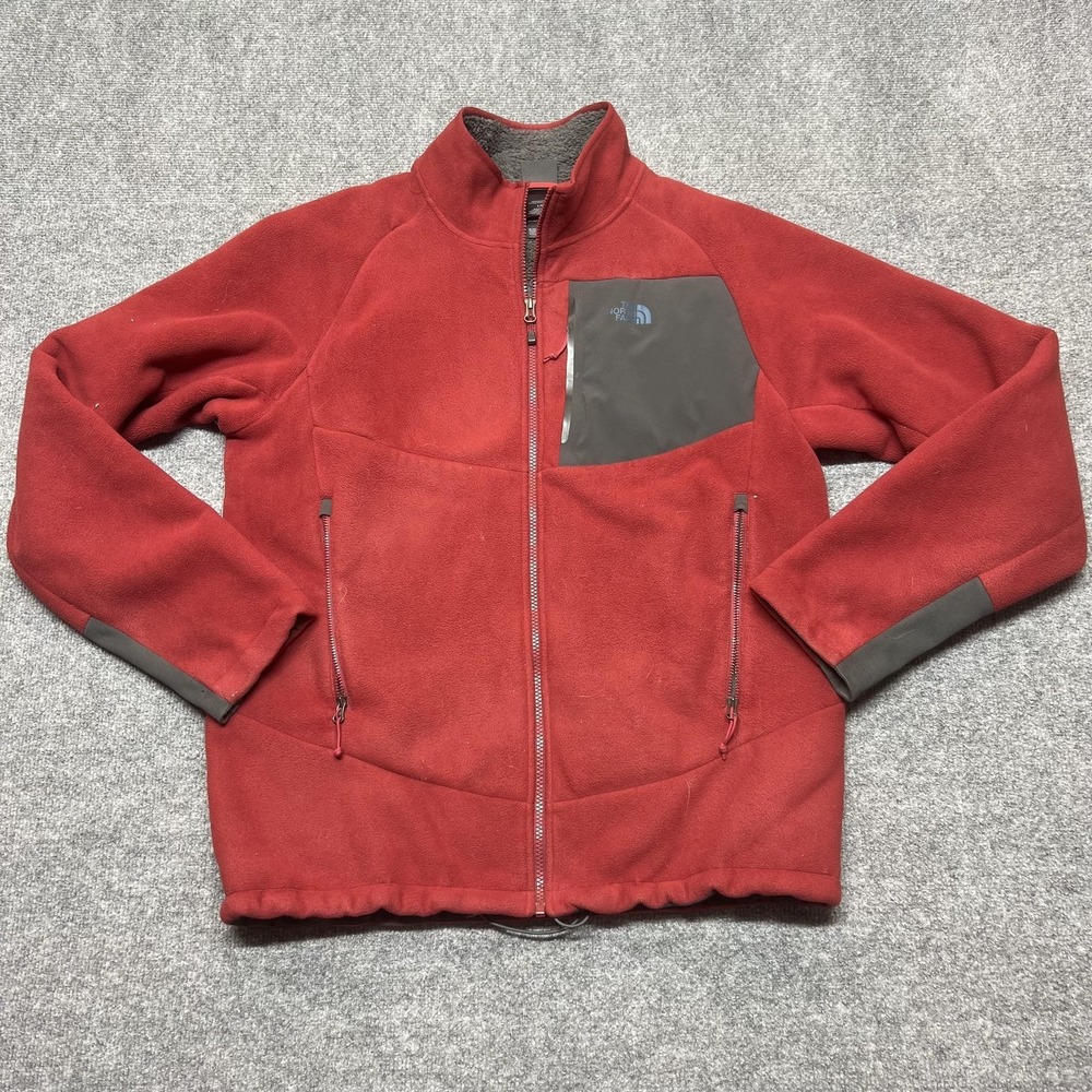 The North Face Jacket Mens Large Red Fleece Full Zip Sherpa Lined Hiking Outdoor